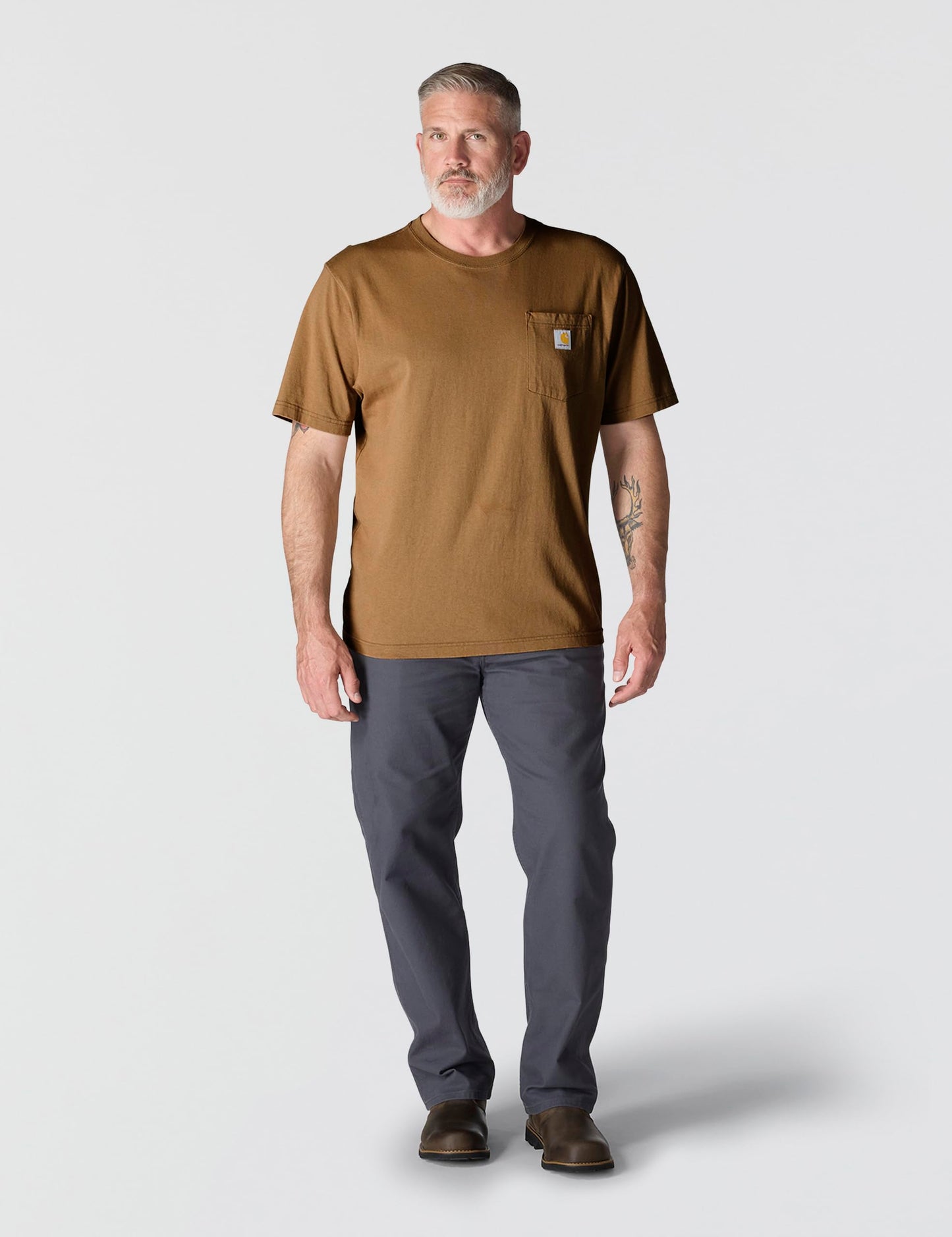 Carhartt Men's Loose Fit Heavyweight Short-Sleeve Pocket T-Shirt (Also Available in Big & Tall), Brown, Large