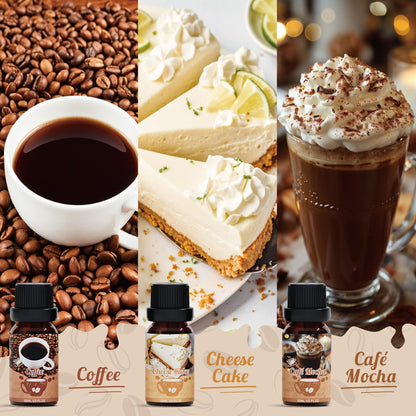 SNOWSEN Coffee Essential Oils Set—Blueberry Muffin, Café Mocha, Hot Chocolate, Cheese Cake, Coffee, Warm Vanilla Sugar Essential Oils for Diffuser, Candle & Soap Making, Diffuser Oils Scents 🍁 All In One Marketplace Canada
