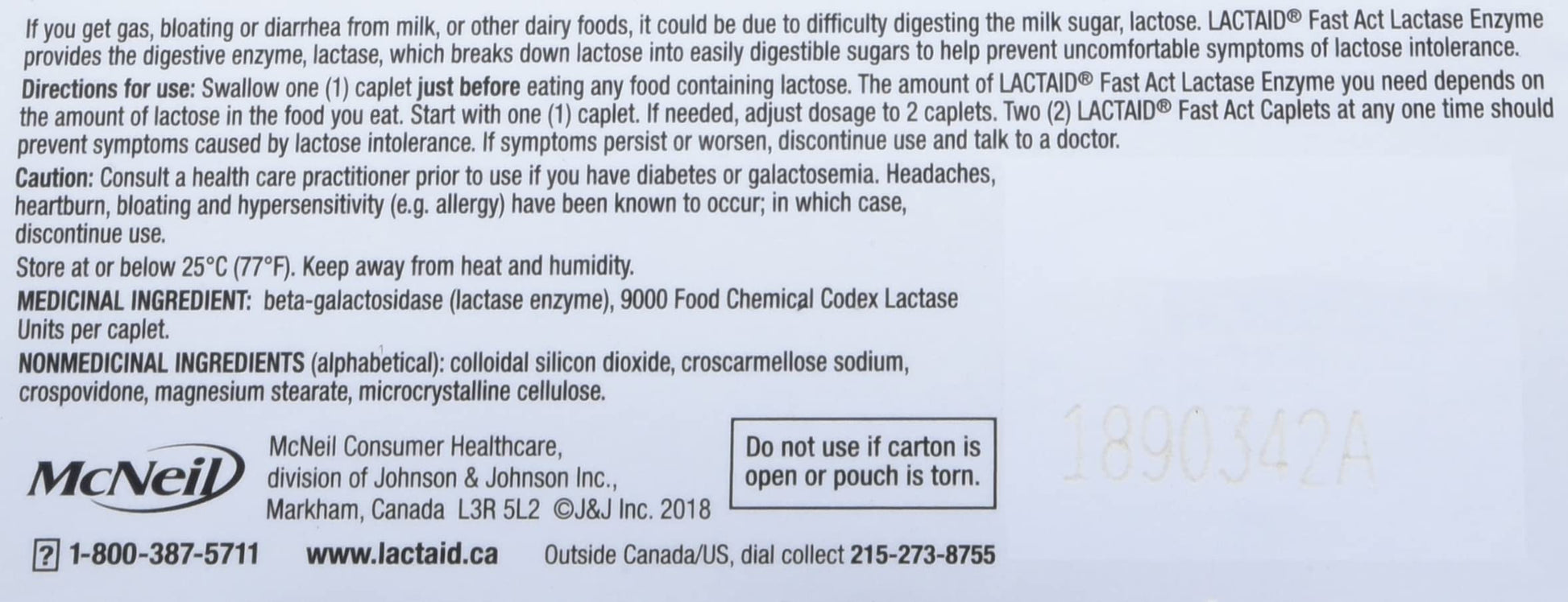 Lactaid Fast Acting Caplets - Lactose Enzyme Break Down - Gas, Bloating or Diarrhea - Milk & Dairy - 40 Caplets Per Package Lactaid
