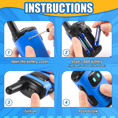 Walkie Talkies for Kids, Exssary Toys for 3-6 Year Old Boys Outdoor Toys for Kids 3-5 Walkie Talkie 3 4 5 6 Year Old Boy Gifts Hiking Camping Toy Easter Christmas Birthday Gifts for Boy Blue
