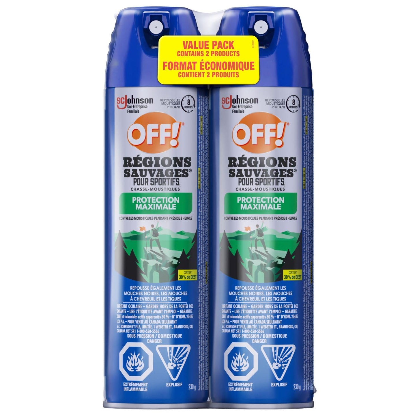 OFF Deep Woods Insect and Mosquito Bug Spray Repellent for Sportsmen, Camping, Safe for Clothing, 230g, 2pk, (Packaging May Vary)