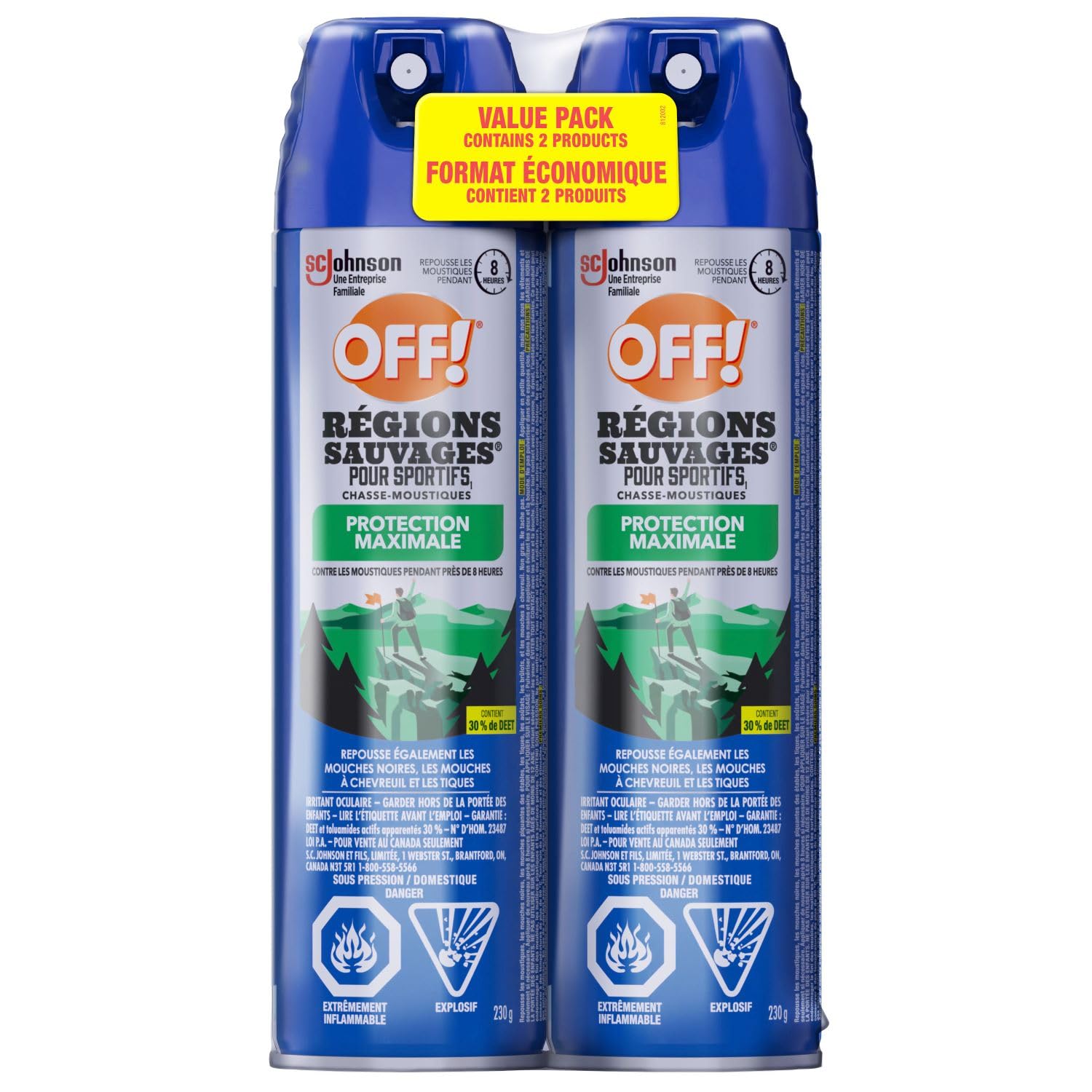 OFF Deep Woods Insect and Mosquito Bug Spray Repellent for Sportsmen, Camping, Safe for Clothing, 230g, 2pk, (Packaging May Vary)