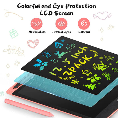 2 Pack LCD Writing Tablet for Kids Toys, HAPPYMATE 12.5 Inch Colorful Erasable Doodle Board Drawing Pad for Kids, Car Trip Educational Toys Christmas Gift for Girls Boys 3 4 5 6 7 8 Years Old 🍁 All In One Marketplace Canada