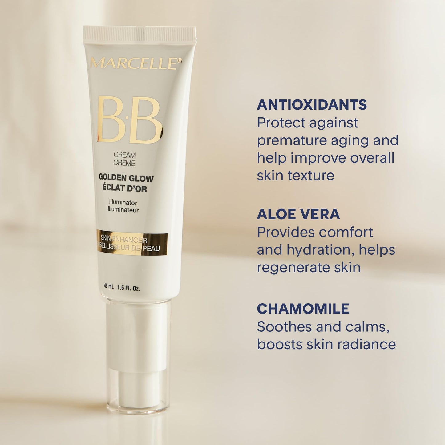 Marcelle BB Cream Golden Glow, Universal Shade, Tinted Moisturizer, Skin Enhancer, Illuminator, Beauty Balm, Non-Comedogenic, Paraben-Free, Oil-Free, Hypoallergenic, Cruelty-Free, 45 mL 🍁 All In One Marketplace Canada