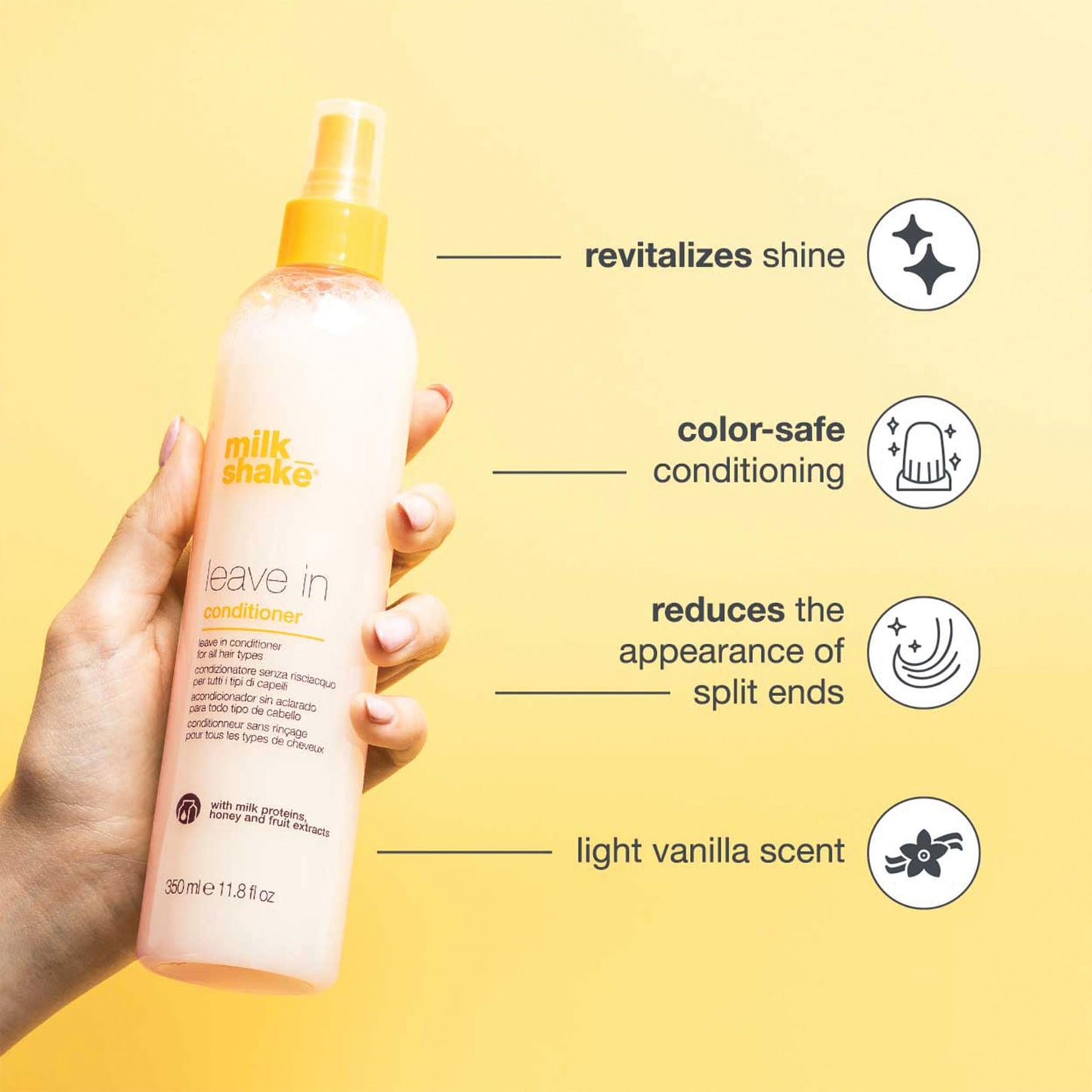 milk_shake Leave-in Conditioner for All Hair Types | Softens, Detangles & Adds Shine with Milk Proteins & Honey | 11.8 Fl Oz (350 ml) - Available at All In One Marketplace Canada