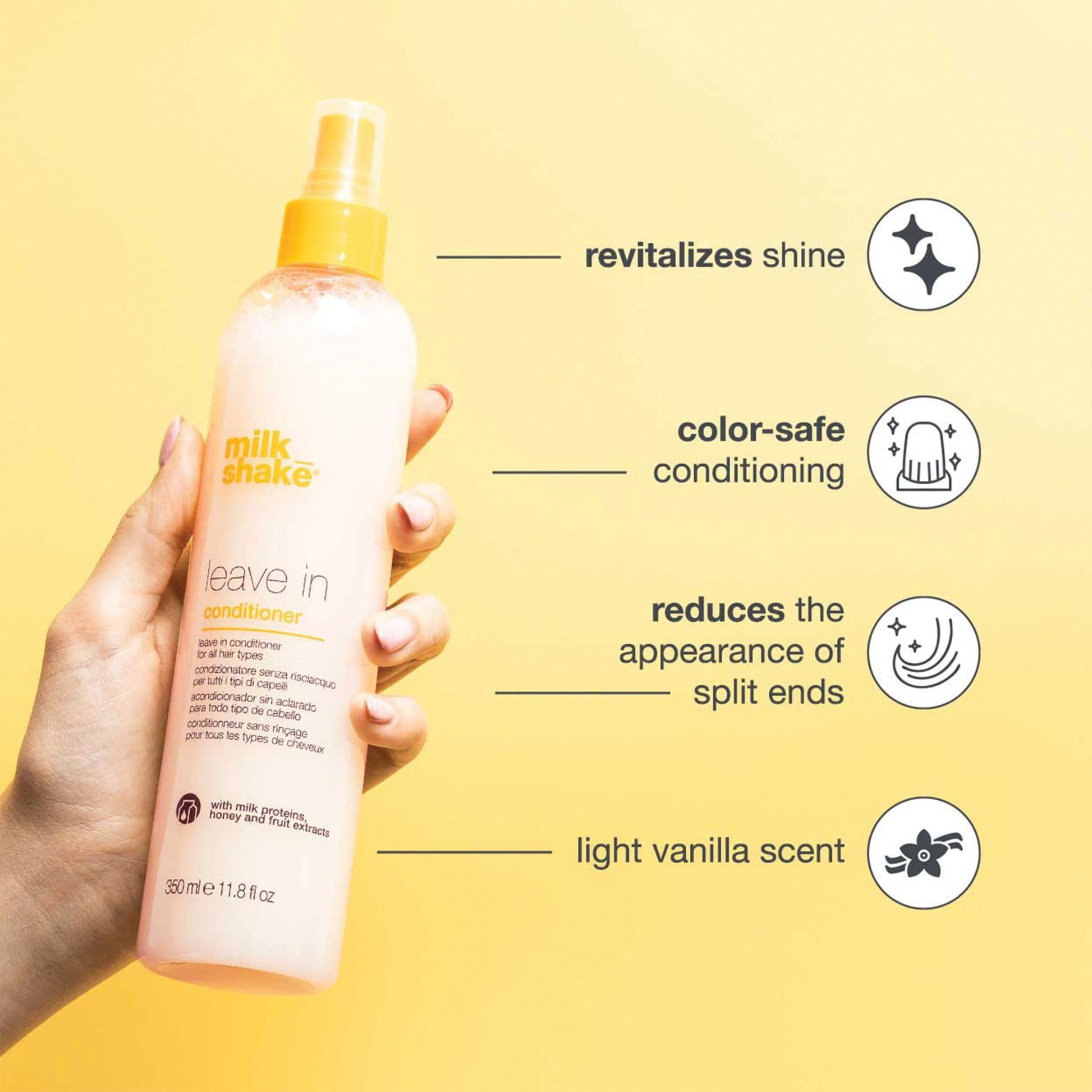 milk_shake Leave-in Conditioner for All Hair Types | Softens, Detangles & Adds Shine with Milk Proteins & Honey | 11.8 Fl Oz (350 ml) - Available at All In One Marketplace Canada