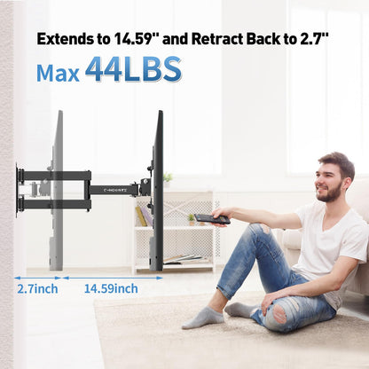 Full Motion Articulating TV Wall Mount Bracket with Swivel Tilt Extension & Rotation, Adjustable Arms for 13-42 Inch Flat/Curved LED LCD TVs & Monitors, Max 44lbs VESA 200x200mm
