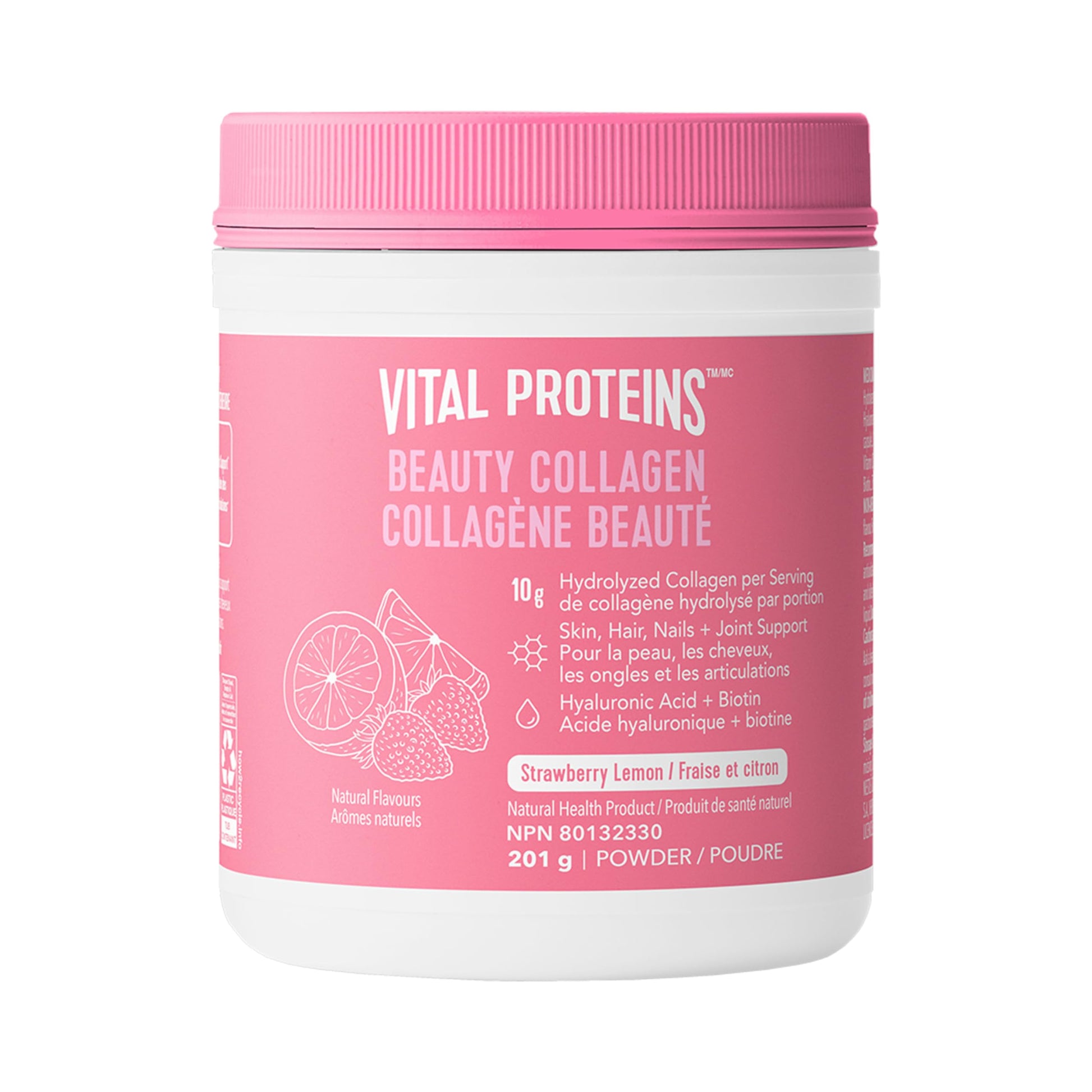 VITAL PROTEINS Beauty Collagen Peptides Strawberry Lemon Powder, Supports Hair, Skin & Nails With Hyaluronic Acid, Biotin & Vitamin C & Helps Form Collagen & Reduce Joint Pain Associated With Osteoarthritis, 201 g - Available at All In One Marketplace Canada