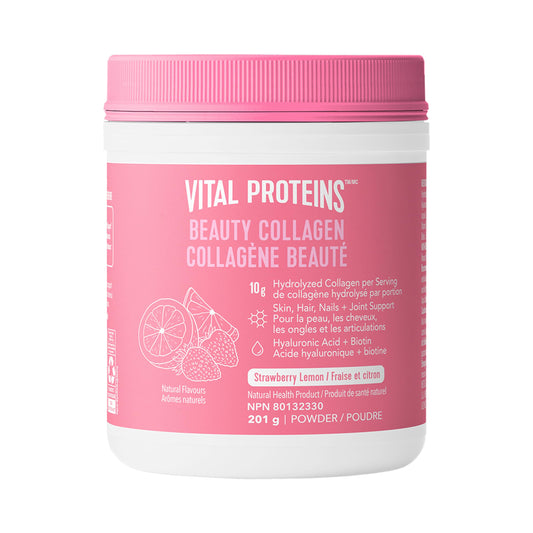 VITAL PROTEINS Beauty Collagen Peptides Strawberry Lemon Powder, Supports Hair, Skin & Nails With Hyaluronic Acid, Biotin & Vitamin C & Helps Form Collagen & Reduce Joint Pain Associated With Osteoarthritis, 201 g - Available at All In One Marketplace Canada