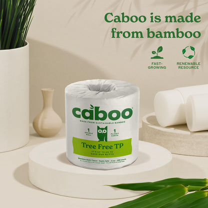 Caboo Tree-Free Toilet Paper, Septic Safe Bath Tissue, Eco Friendly Soft 2 Ply Sheets, 300 Sheets Per Roll, 16 Double Rolls - Available at All In One Marketplace Canada