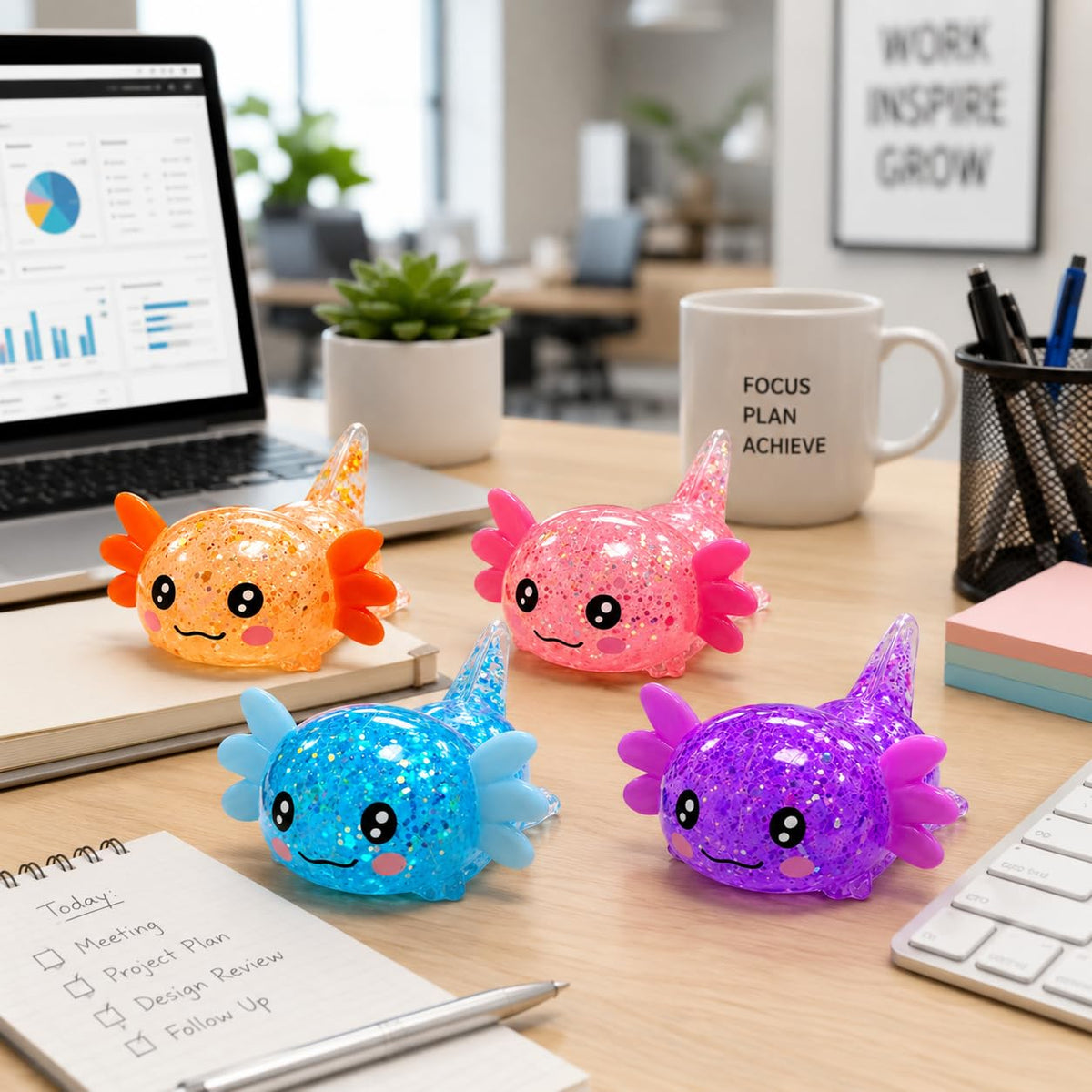 4PCS Axolotls Squishy Fidget Stress Ball,Cute Squishies Axolotls Toy,Fidget Toys for Kids Youth Adult, Gift for Party Birthday Christmas 🍁 All In One Marketplace Canada