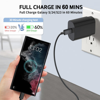 USB C Charger,2 Pack 25W USB C Fast Charger Super Fast Charging with 6FT USB C Cable Compatible with Samsung Galaxy S24 Ultra/S24 Plus/S24/S23/S22/S21/S20 Android Charger and More - Available at All In One Marketplace Canada