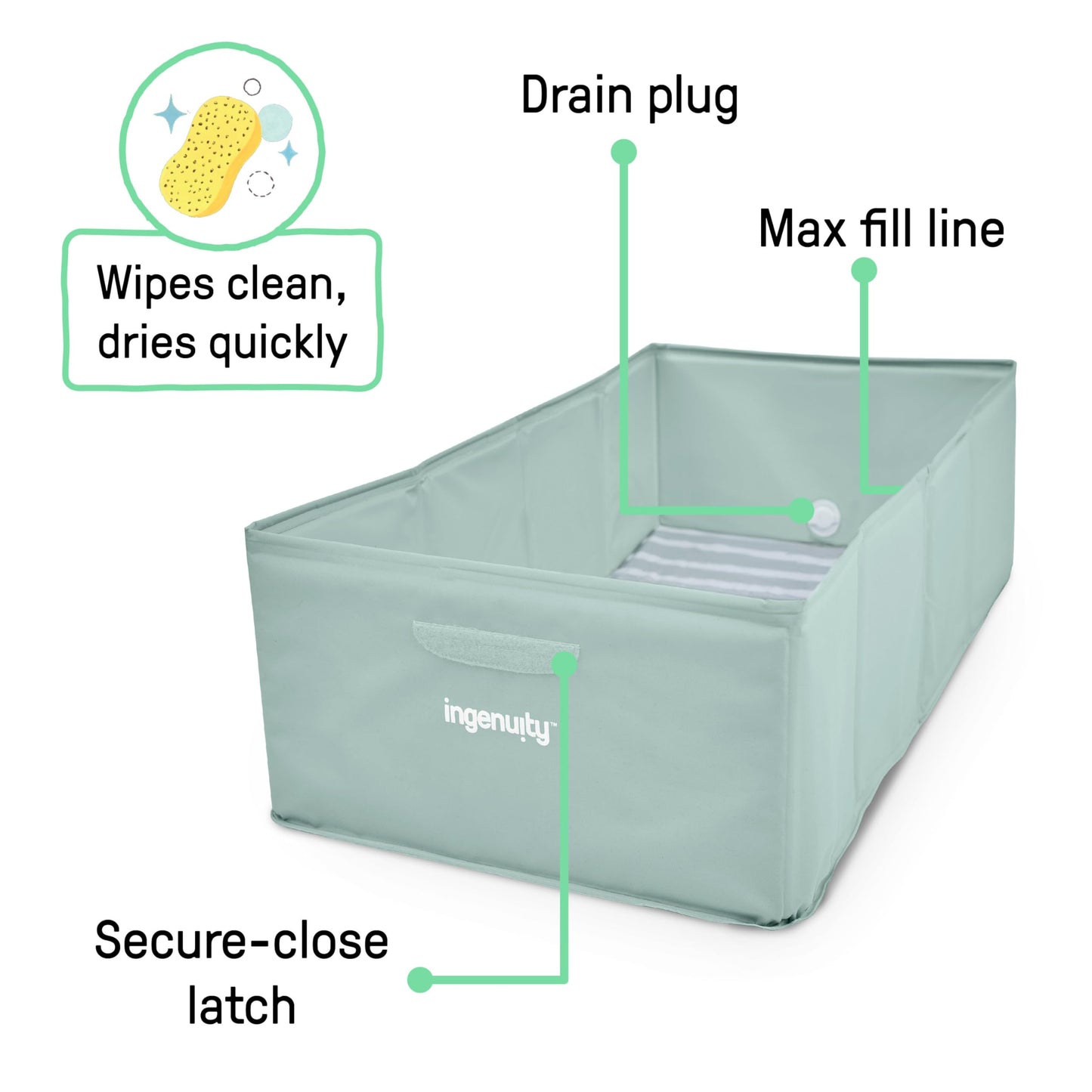 Ingenuity Tuckaway Toddler Tub, Converts Shower to Tub, Folds to Store, Easy to Clean, No Assembly Required, 12M-5Y 🍁 All In One Marketplace Canada
