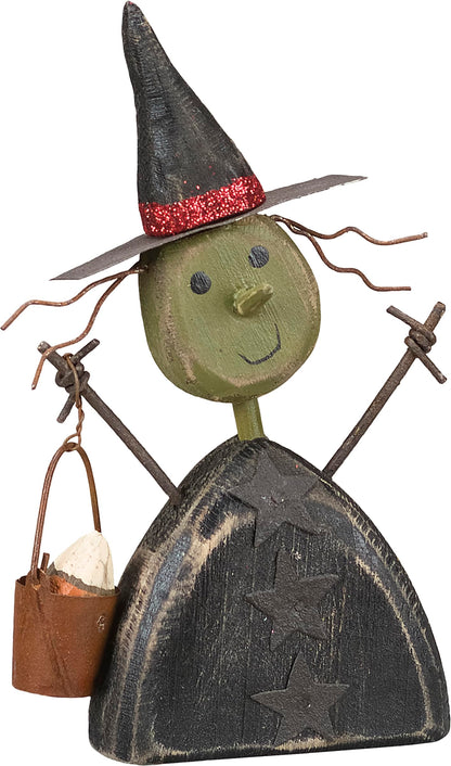 Figurine de sorcière décorative style vintage Primitives by Kathy pour Halloween, neuve