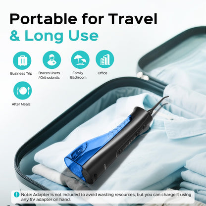 COSLUS C50 Water Flosser for Teeth: 4 Modes & 5 Intensities Water Dental Pick with MDL Accepted for Orthodontic, Braces & Gums Care - Portable for Travel, 4 Tips for Family Use, BPA-Free, Black - Available at All In One Marketplace Canada