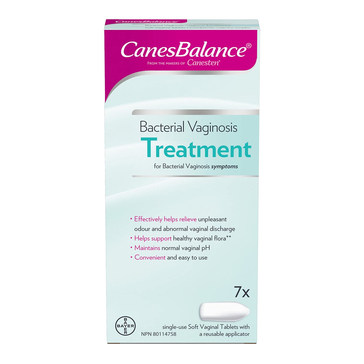 CanesBalance Bacterial Vaginosis Treatment For BV Symptoms - BV Treatment For Women, Relieves Vaginal Odor, Maintains Normal Vaginal pH, Supports Vaginal Health, 7 Soft Vaginal Tablets With Applicator - Available at All In One Marketplace Canada