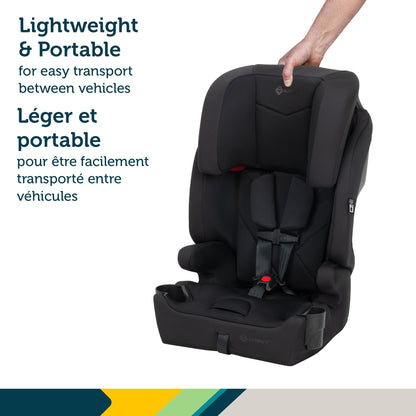 Siège auto harnais rehausseur 3-en-1 Safety 1st – Appuie-tête réglable sur 10 positions, s'adapte à 3 sièges côte à côte, rehausseur avec ou sans dossier léger et portable avec porte-gobelets, guides de ceinture et sécurité certifiée
