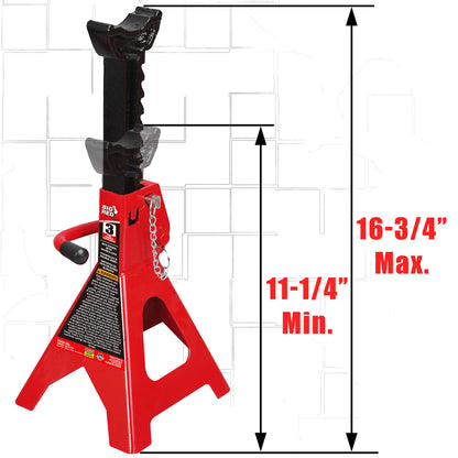 Torin T43002A Big Red Steel Jack Stands: Double Locking, 3 Ton Capacity, 1 Pair BIG RED