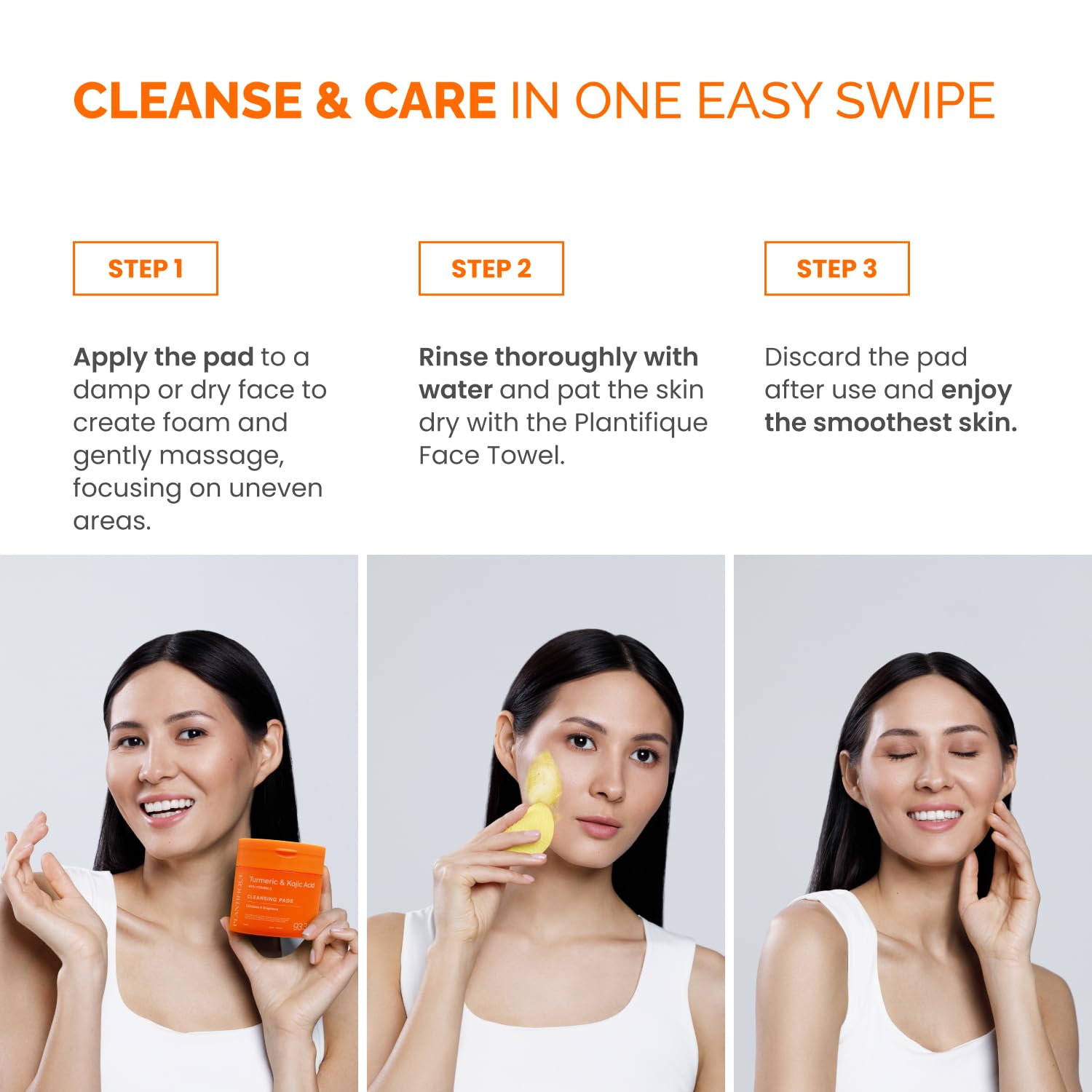 PLANTIFIQUE Kojic Acid and Turmeric Cleansing Pads - Lab-Tested - 60 Exfoliating Pads with Ceramides, Niacinamide & Vitamin C for Dark Spots & Uneven Skin Tone - Available at All In One Marketplace Canada