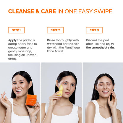 PLANTIFIQUE Kojic Acid and Turmeric Cleansing Pads - Lab-Tested - 60 Exfoliating Pads with Ceramides, Niacinamide & Vitamin C for Dark Spots & Uneven Skin Tone - Available at All In One Marketplace Canada