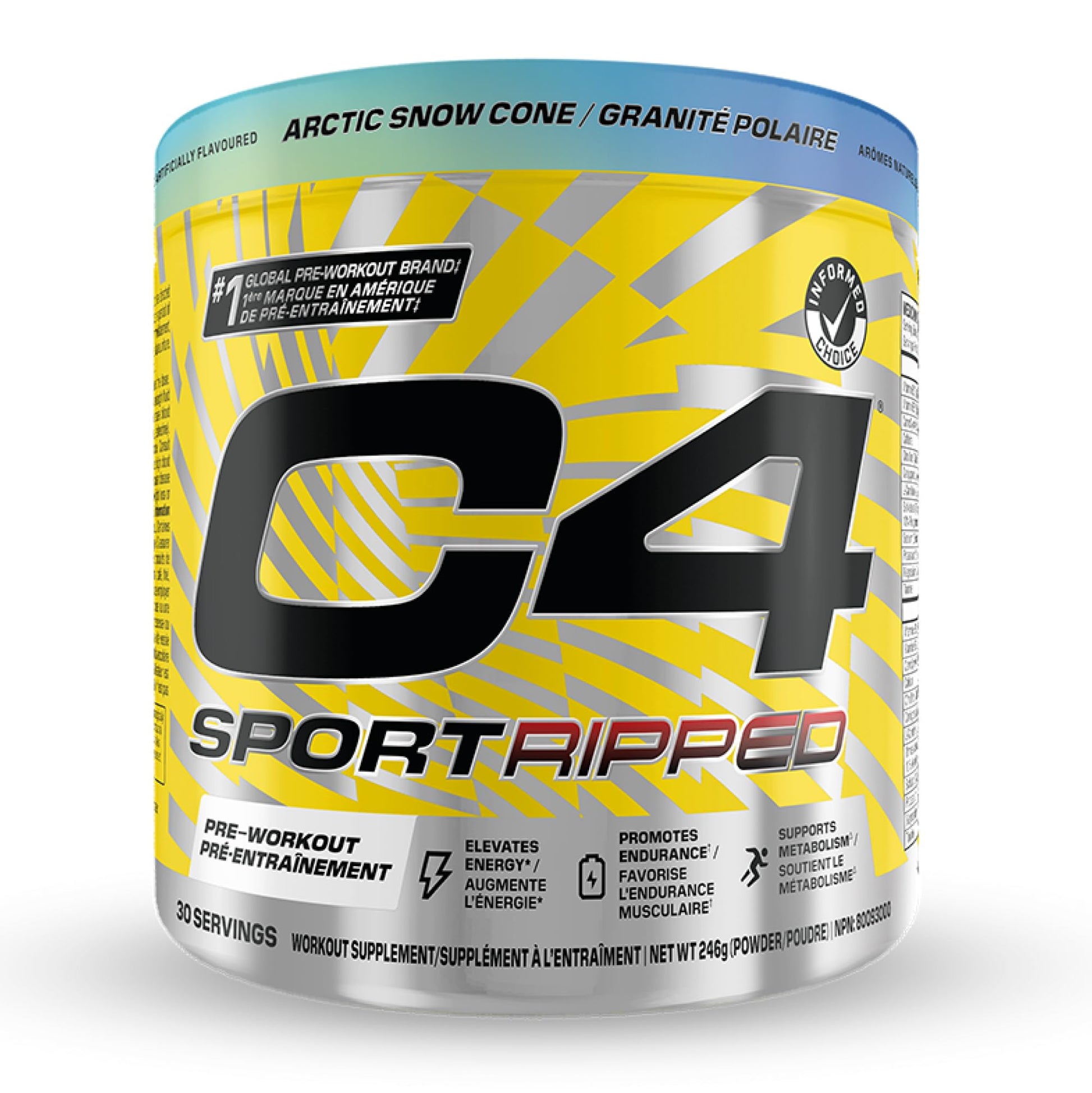 Cellucor C4 Ripped Thermogenic Pre Workout Powder - Informed-Choice Certified Preworkout Energy & Fat Metabolism - Artic Snow Cone, 30 Servings - Available at All In One Marketplace Canada