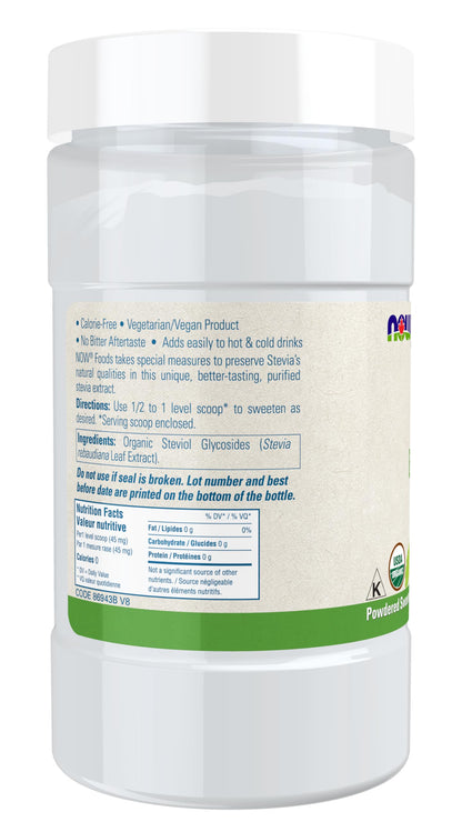 NOW BetterStevia, Organic Zero-Calorie Extract Powder, Keto Friendly, Suitable for Diabetics, No Erythritol, 113g