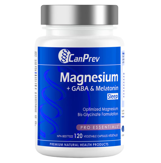 CanPrev Magnesium Bisglycinate Chelated + GABA & Melatonin, 120 Veg Caps, 120-Day Supply, Supports Restful Night, Muscle Function, Promote Relaxation & Balanced Sleep-Wake Cycle, Vegan, No GMO, Gluten - Available at All In One Marketplace Canada