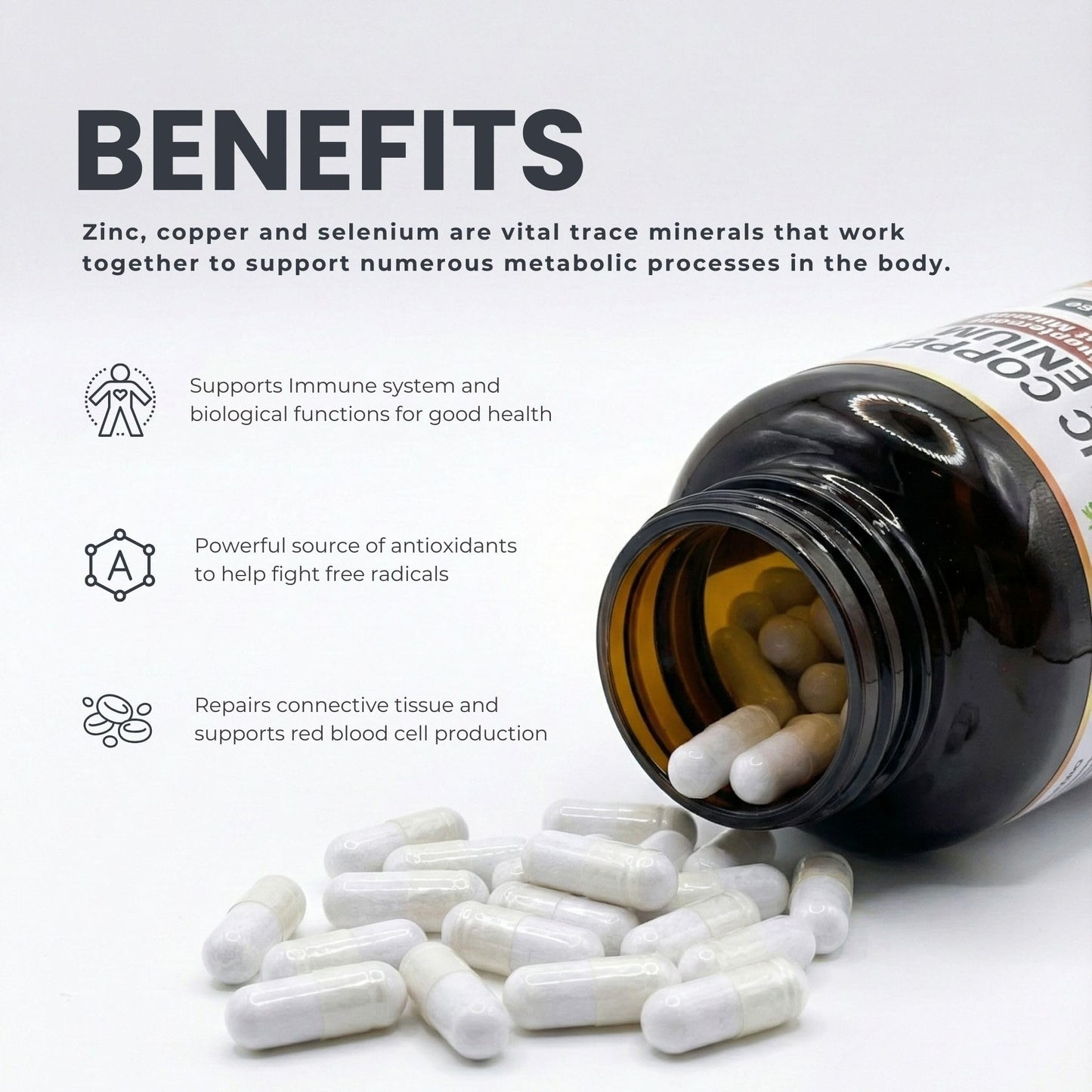 Herba Zinc Picolinate 25mg with Copper and Selenium - 180 Capsules | 3 in 1 Mineral Supplement | Selenium Zinc Copper Supplement | 6 Months Supply | Immune Support | Made in Canada - Available at All In One Marketplace Canada