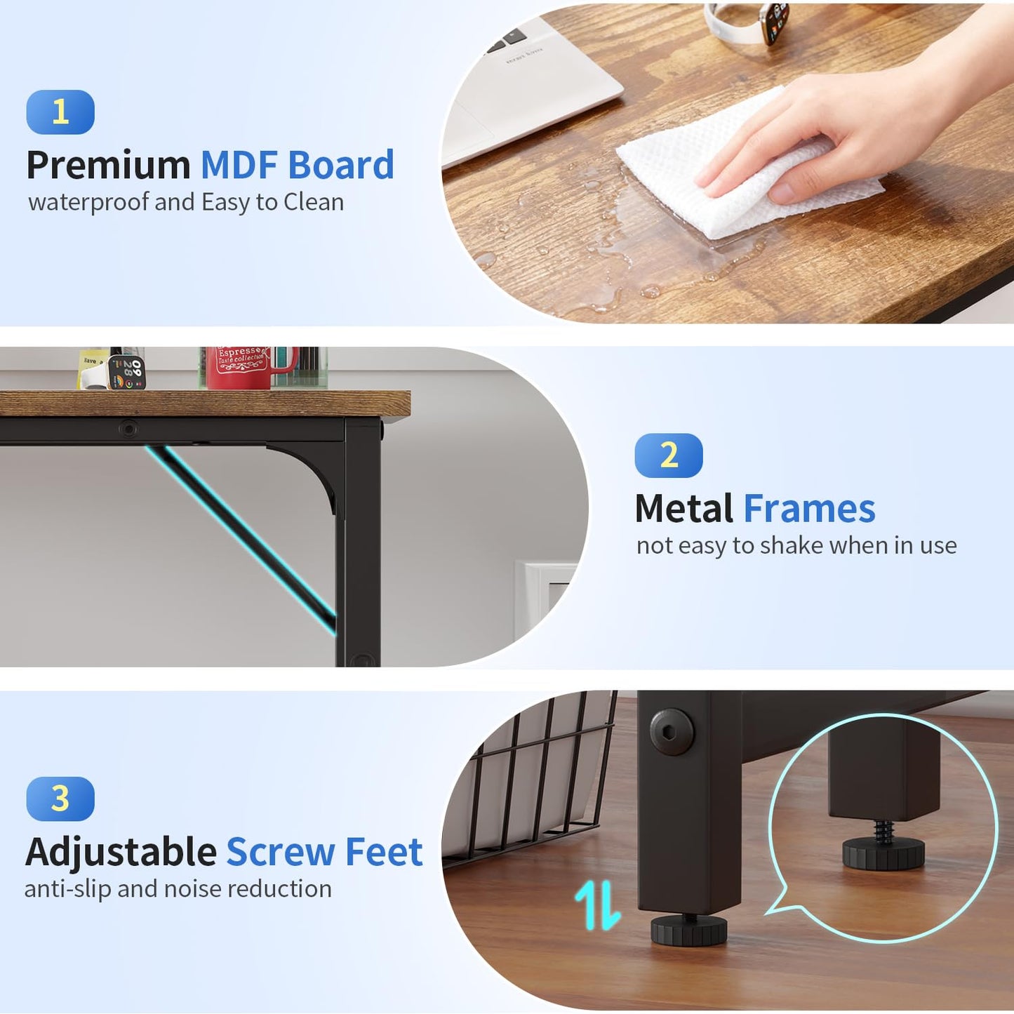 BestOffice Computer Desk,Home Office Desk Writing Study Table Modern Simple Style PC Desk with Metal Frame for Home Office BestOffice