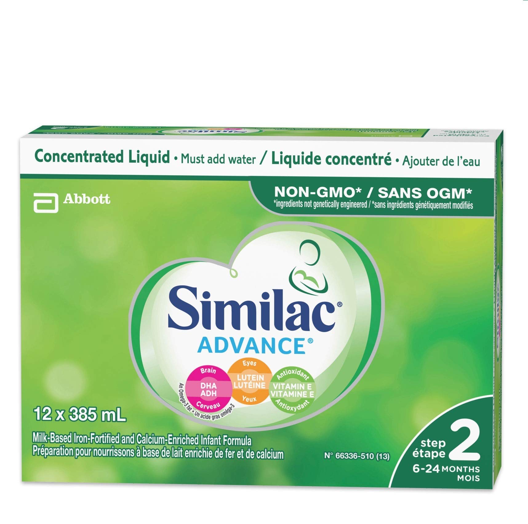 Similac Advance Step 2 Non-GMO Concentrated Liquid Baby Formula, 12 x 385 mL (6-24 Months)