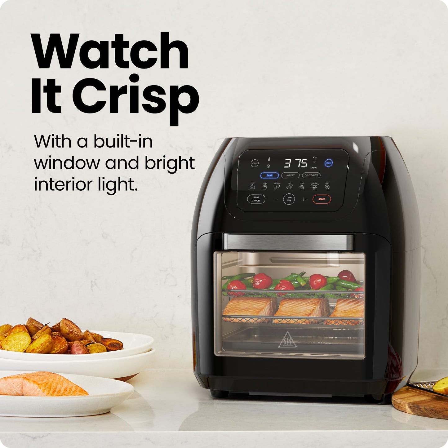 CHEFMAN Multifunctional Digital AirFryer+ Rotisserie,Dehydrator, Convection Oven17 Touch Screen Presets Fry,Roast,Dehydrate, Bake, XL 10L Family Size,Auto Shutoff,Large Easy-View Window Black,10 Quart Chefman