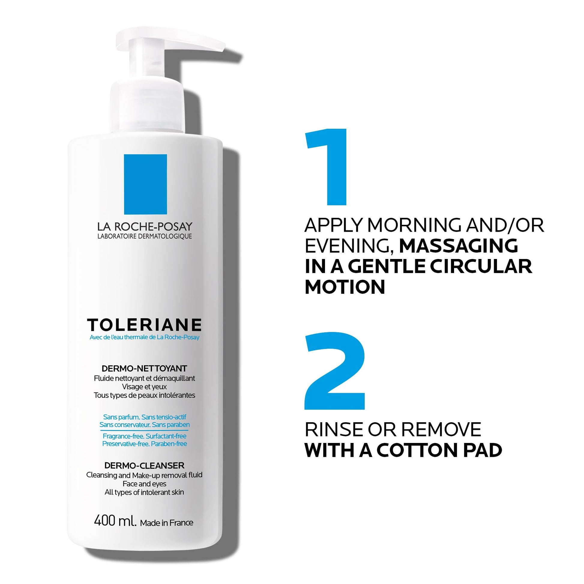 La Roche Posay Face Wash, Toleriane Dermo Cleanser, Formulated with Glycerin to Calm Irritated Skin, Gently Cleanses & Removes Makeup. Suitable for Sensitive Skin. Dermatologist Recommended, 400mL - Available at All In One Marketplace Canada