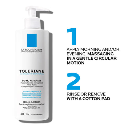 La Roche Posay Face Wash, Toleriane Dermo Cleanser, Formulated with Glycerin to Calm Irritated Skin, Gently Cleanses & Removes Makeup. Suitable for Sensitive Skin. Dermatologist Recommended, 400mL - Available at All In One Marketplace Canada