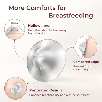 Momcozy 999 Silver Nursing Cups Original Perforated Breathable Design, 999 Silver Nipple Cover for Breastfeeding Essential,Nipple Shield for Nursing Newborn, Metal Nipple Shields, Regular Size