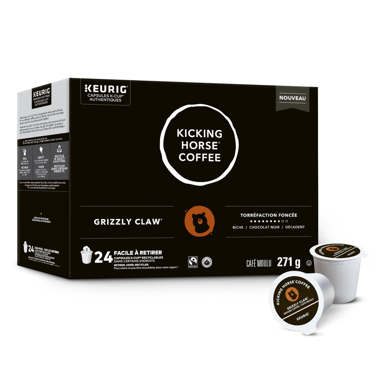 Kicking Horse Grizzly Claw, Dark Roast, K-Cup Coffee Pods, 24 Count