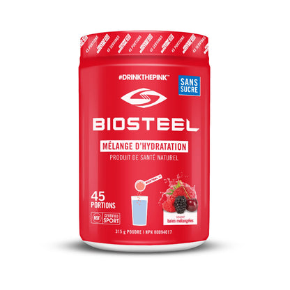 BioSteel Hydration Mix, Great Tasting with Zero Sugar, and No Artificial Flavours or Preservatives, Mixed Berry, 45 Servings per Container