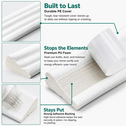 Weather Stripping Door Seal, 196 inch Wedge Seal Strip for Windows, PU Foam Tape Seals, Soundproofing, Insulation Strip for Winter, Door Gap Filler for Door Frame- White 🍁 All In One Marketplace Canada