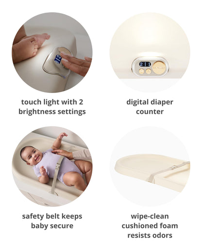 Skip Hop Baby Changing Pad Nursery Style Light-Up & Diaper Change Tracker Wipeable and Contoured with Cushioned Foam Fits Standard Changing Tables Oat 🍁 All In One Marketplace Canada
