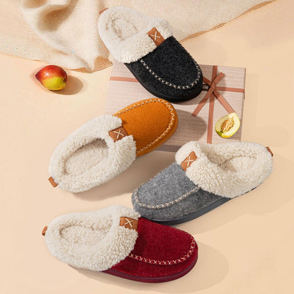 LongBay Women's Felt Sherpa Bedroom Moccasin Slippers (7-8, Gray) 🍁 All In One Marketplace Canada
