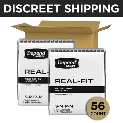 Depend Real Fit Adult Incontinence Underwear for Men, Maximum Absorbency, S/M, Black, 56 Count 🍁 All In One Marketplace Canada
