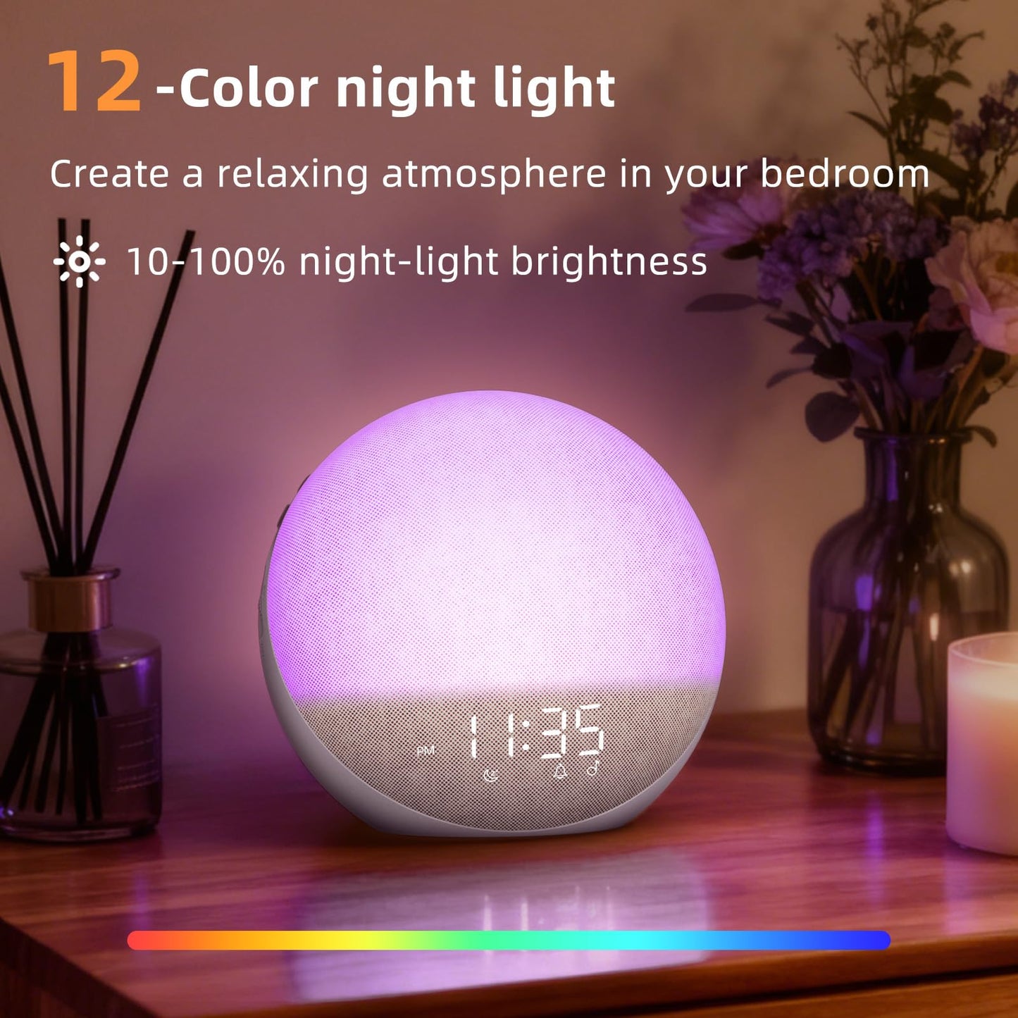 Sunrise Alarm Clock White Noise Machine: Natural Wake Up Light - Dimmable Clock with Bluetooth Speaker for Bedroom - 25 Sleep Sounds for Baby Adults Kids Putty - Available at All In One Marketplace Canada