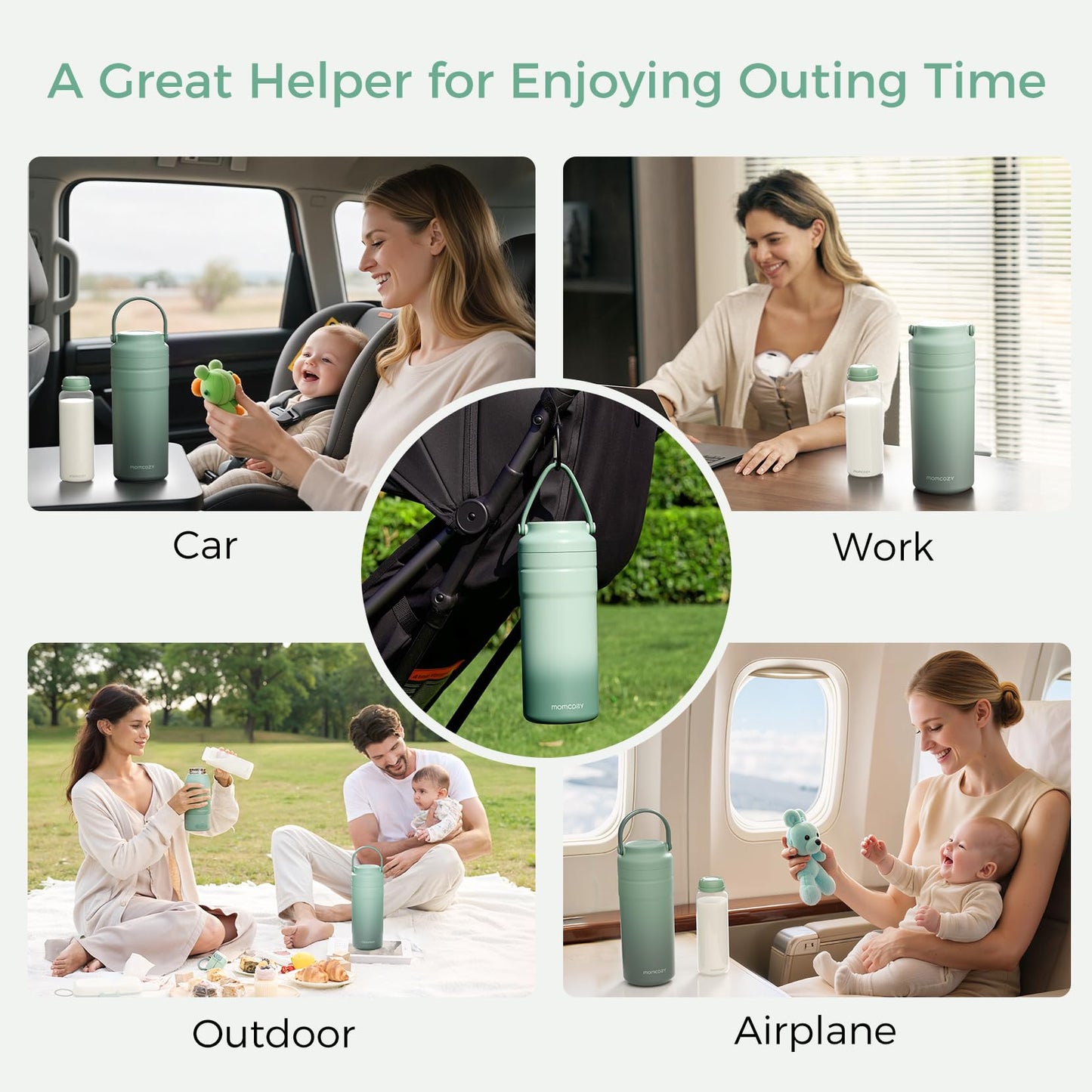 Momcozy Portable Breast Milk Cooler for Travel, 24H Ice-Free Cooling Breastmilk Storage Bottles 12oz Container, Leak Proof Outdoor Small Freezer, Baby Breastfeeding Essential Gift for New Moms