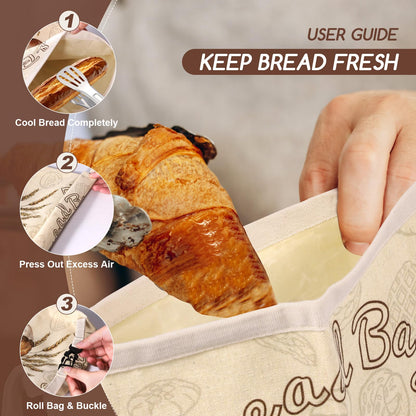 Beeswax Bread Bags for Sourdough, 2 Pack Reusable Bread Bag for Storage XL 17x13 Inch, Large Linen Bags for Homemade Sourdough - Keep Fresh, Freezer Safe - Available at All In One Marketplace Canada