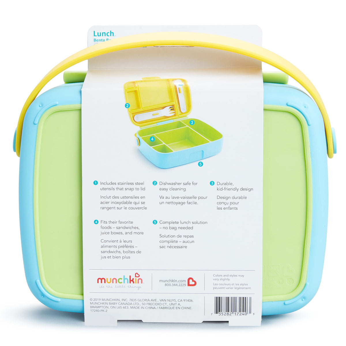 Munchkin Bento Box Toddler Lunch Box, Green