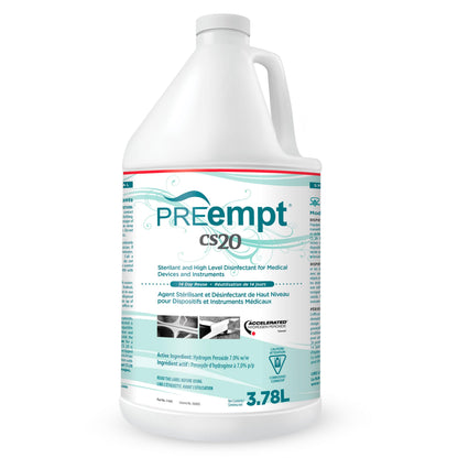 PREempt CS20 Sterilant and High-Level Disinfectant for Reusable Spa, Salon and Nail Tools and Implements (3.78L) (1 Bottle)
