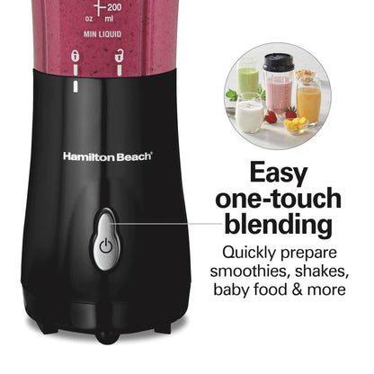 Hamilton Beach Personal Blender for Shakes and Smoothies with 14 Oz Travel Cup and Lid, Black (51101BC)