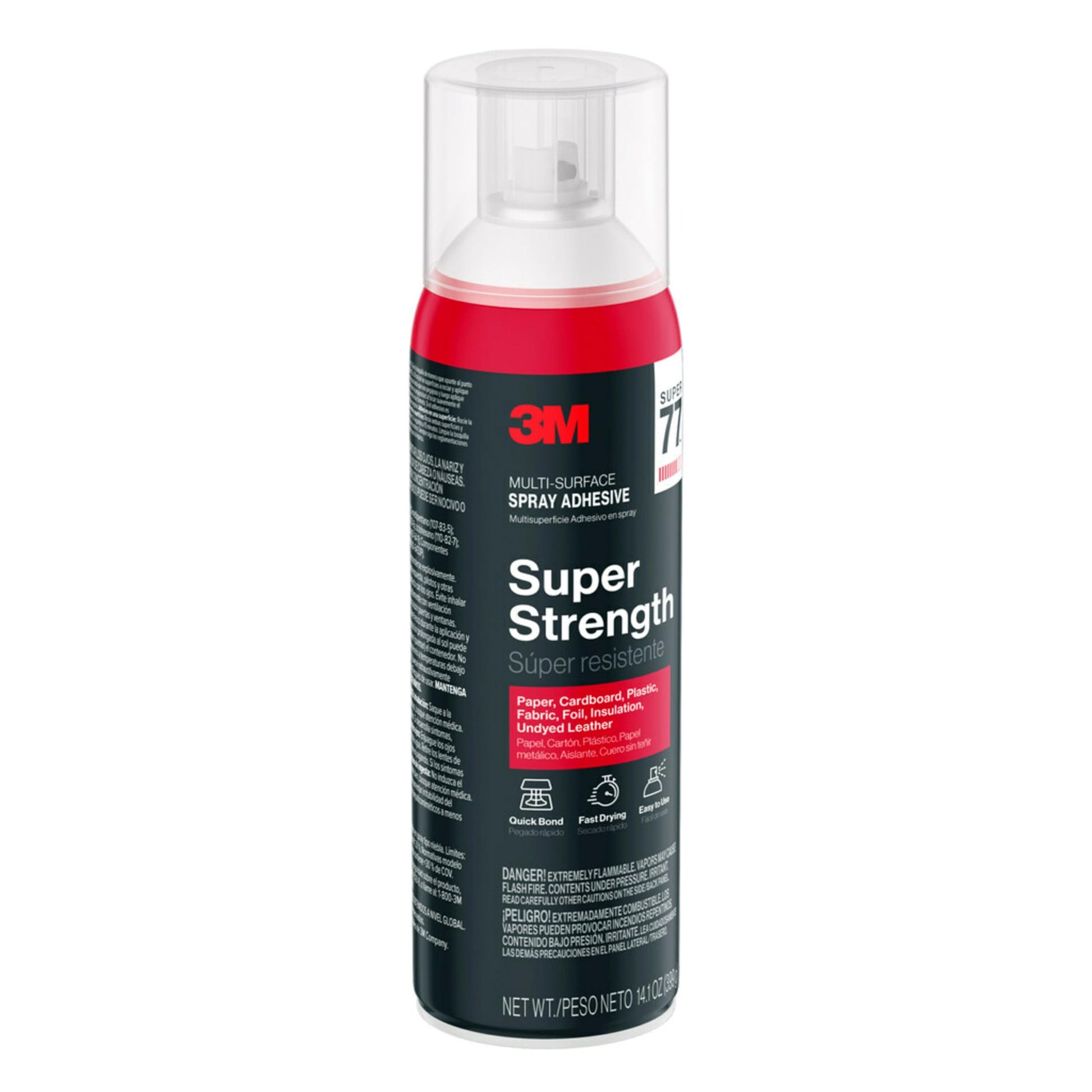 3M Super 77 Multi-Surface Spray Adhesive, 14.1 oz., Low VOC, Quick Bond, Fast Drying, Clear Finish for Foil, Foam, Paper, Metal, Plastic, Fabric, and Cardboard (77-NAT-EF) - Available at All In One Marketplace Canada