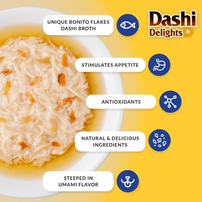 INABA Dashi Delights for Cats, 70 gram Cup, 12 Cups Total, Seafood Variety INABA