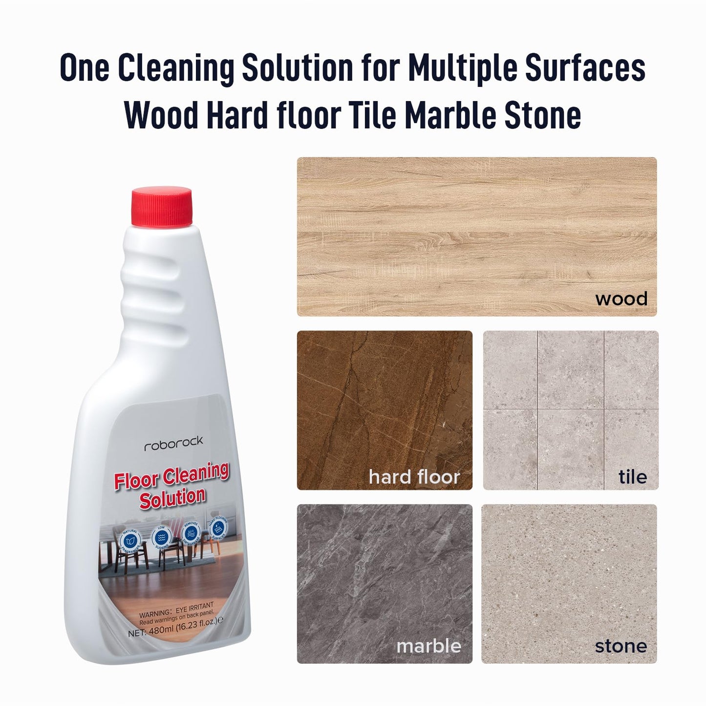 roborock Official Floor Cleaning Solution, Floor Cleaner for Hardwood Tile Hardfloor, Compatible Robot Vacuums with Mopping and Wet Dry Vacuum, 16.2 FL OZ, Dilution Ratio 1:200 - Available at All In One Marketplace Canada