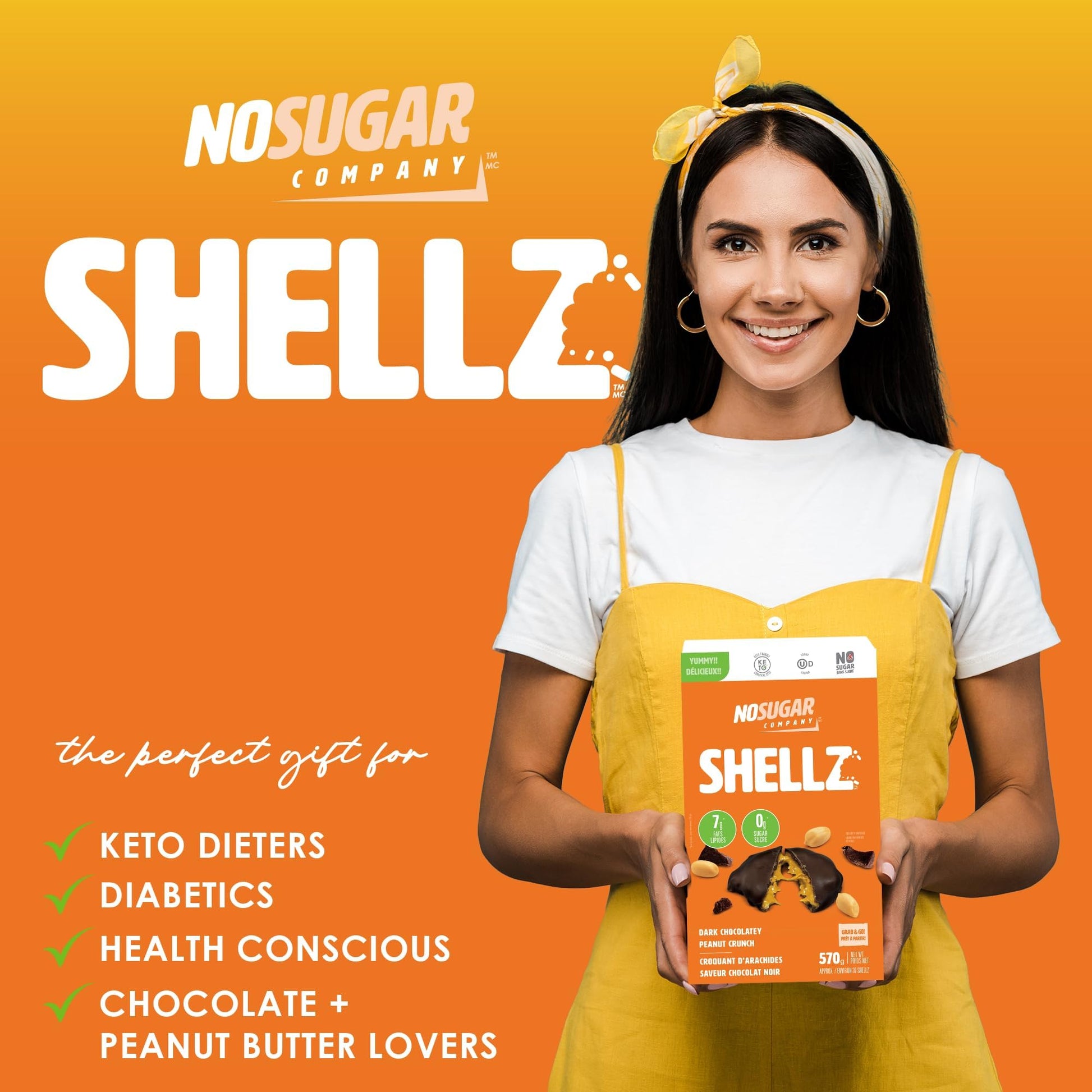 No Sugar Keto Shellz Peanut Crunch - Low Carb (1g), Sugar Free (0g) Chocolate Candy - 30 Pack Individual Wrappers - Gluten Free, Kosher
